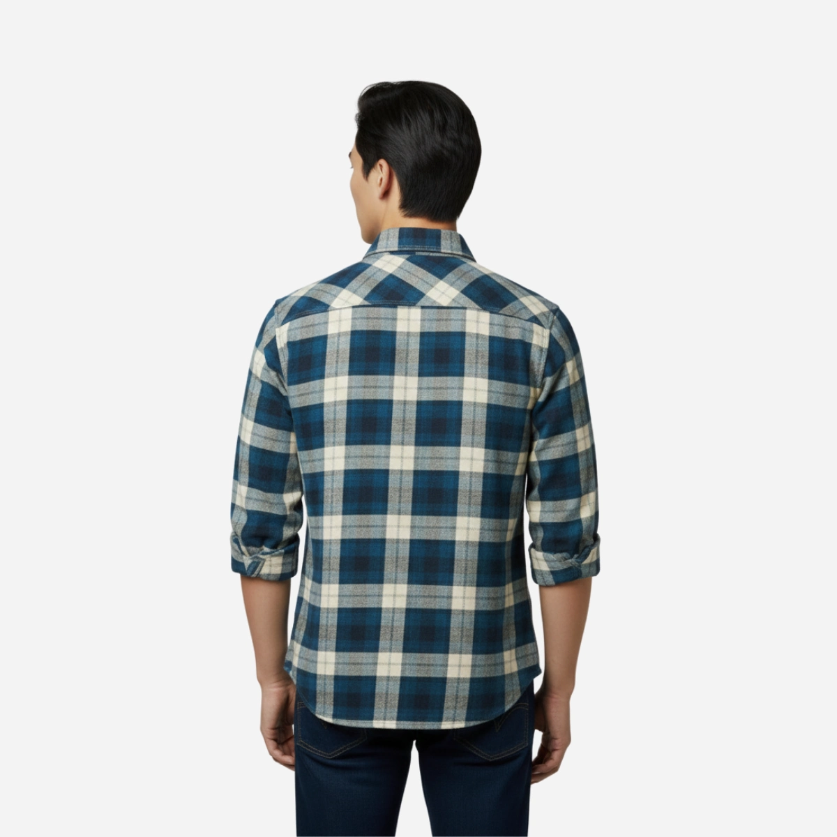 flannel-blue-model-back